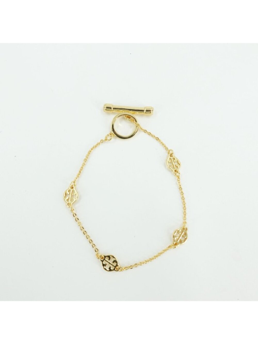 Tory Burch Gold Toggle Logo Disc Chain Bracelet Gold OS - Picture 8 of 10